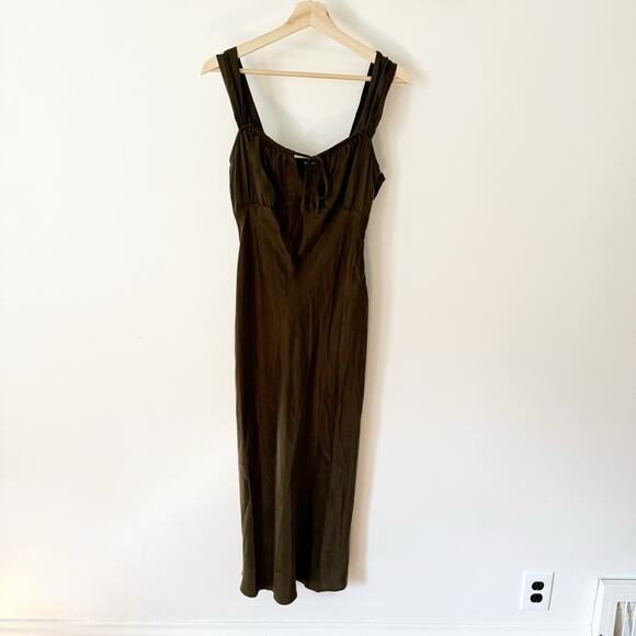 MADEWELL Square Neck Expedition Olive Green Midi Dress Size 2 - Picture 3 of 9